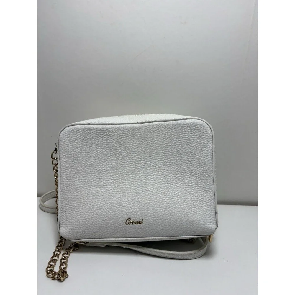Like Dreams/Grossi Senna Chloe boxy faux-leather bow mini crossbody bag White
